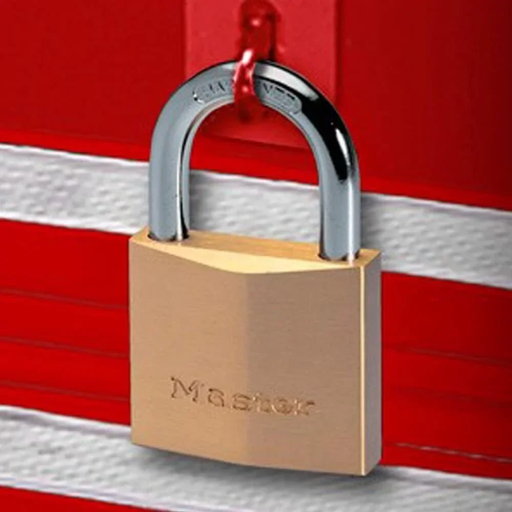 Master Lock 140TRI Solid Brass Padlock with Key - Pack of 3 - Picture 4 of 4